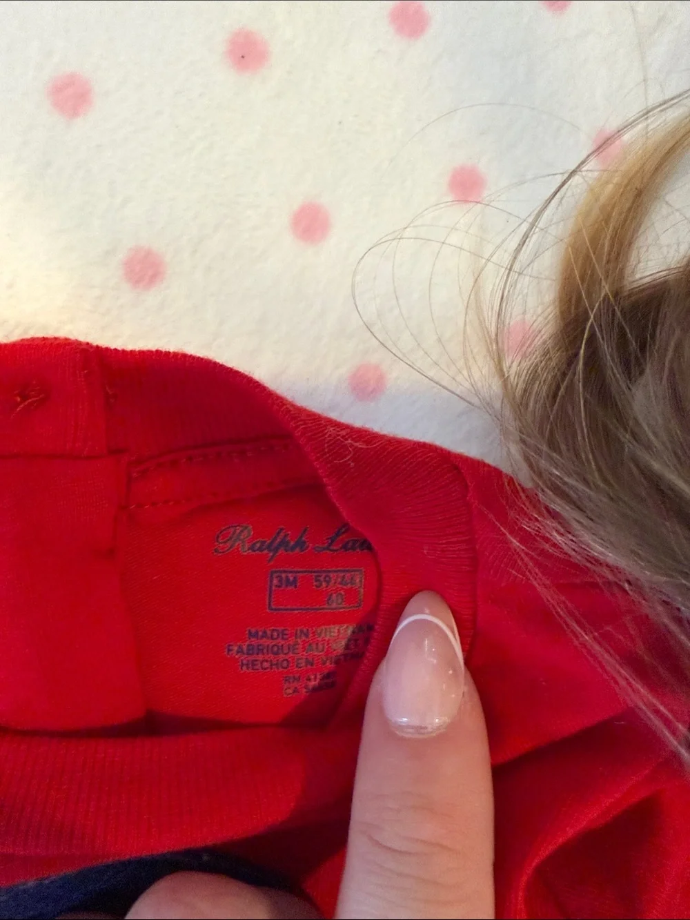 Ralph Lauren baby Red Polo Bear Long Sleeve Tee 0-3 months